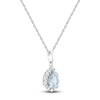 Thumbnail Image 2 of Pear-Shaped Natural Aquamarine & Diamond Necklace 1/6 ct tw 10K White Gold 18"