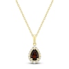 Thumbnail Image 1 of Pear-Shaped Natural Garnet & Diamond Necklace 1/6 ct tw 10K Yellow Gold 18"