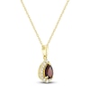 Thumbnail Image 2 of Pear-Shaped Natural Garnet & Diamond Necklace 1/6 ct tw 10K Yellow Gold 18"