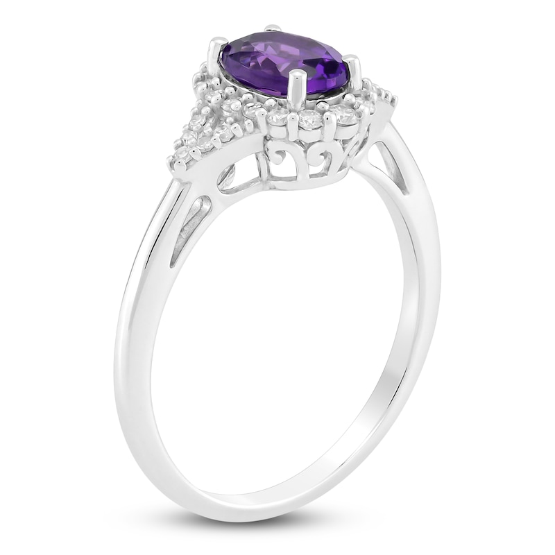 Main Image 2 of Oval-Cut Natural Amethyst & Diamond Ring 1/5 ct tw 10K White Gold