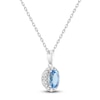 Thumbnail Image 2 of Oval-Cut Natural Swiss Blue Topaz & Diamond Necklace 1/6 ct tw 10K White Gold 18"