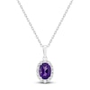 Thumbnail Image 1 of Oval-Cut Natural Amethyst & Diamond Necklace 1/6 ct tw 10K White Gold 18"