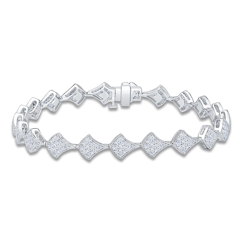 Main Image 1 of Brilliant Moments Diamond Pavé Shield Link Bracelet 2 ct tw 14K White Gold 7"