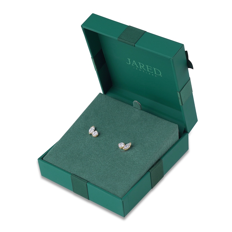 Main Image 2 of Marquise & Round-Cut Lab-Grown Diamond Two-Stone Earrings 2 ct tw 14K Yellow Gold