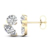 Thumbnail Image 4 of Marquise & Round-Cut Lab-Grown Diamond Two-Stone Earrings 2 ct tw 14K Yellow Gold