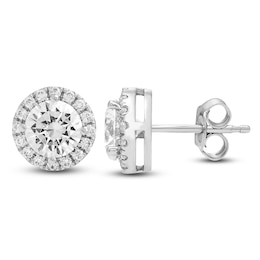 Diamond Halo Stud Earrings 2-1/2 ct tw 14K White Gold