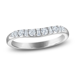 Vera Wang VOW Round & Baguette-Cut Diamond Wedding Band 1/3 ct tw 14K White Gold