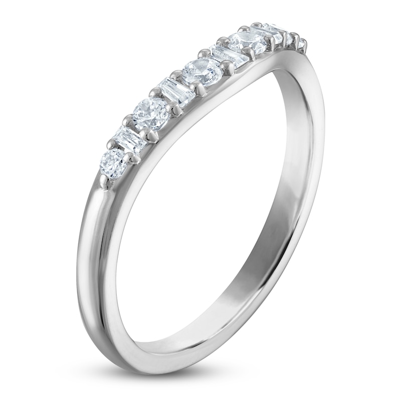 Main Image 2 of Vera Wang VOW Round & Baguette-Cut Diamond Wedding Band 1/3 ct tw 14K White Gold