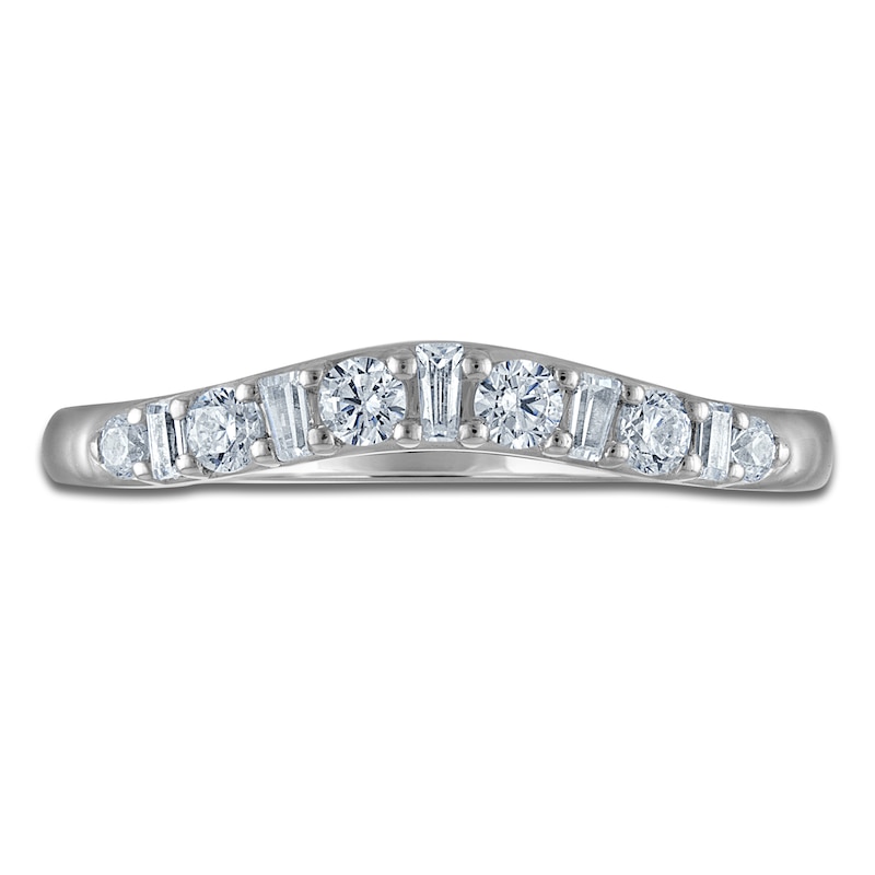 Main Image 3 of Vera Wang VOW Round & Baguette-Cut Diamond Wedding Band 1/3 ct tw 14K White Gold