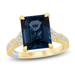 Pnina Tornai Octagon-Cut Natural London Blue Topaz & Diamond Engagement Ring 1/2 ct tw 14K Yellow Gold