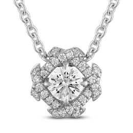 Unspoken Diamond Halo Necklace 1/4 ct tw 14K White Gold 18"