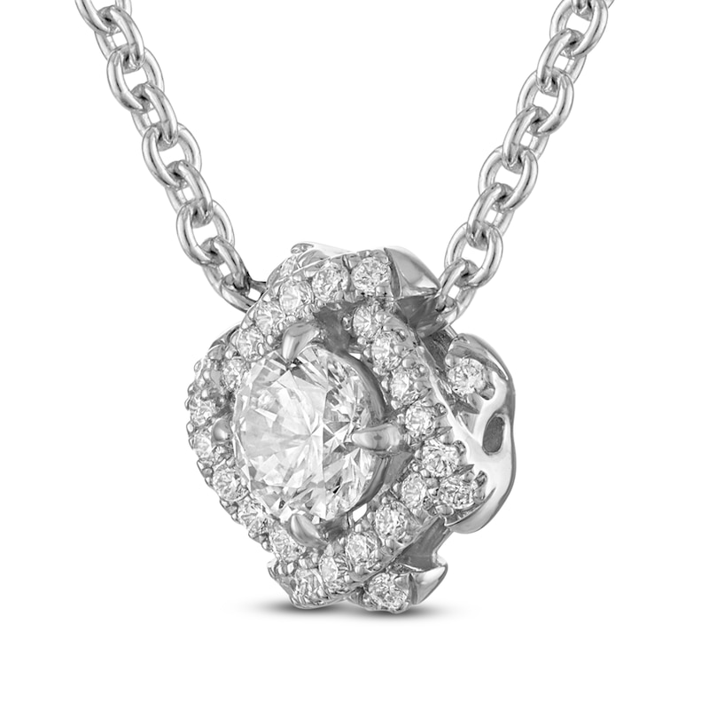 Main Image 2 of Unspoken Diamond Halo Necklace 1/4 ct tw 14K White Gold 18"