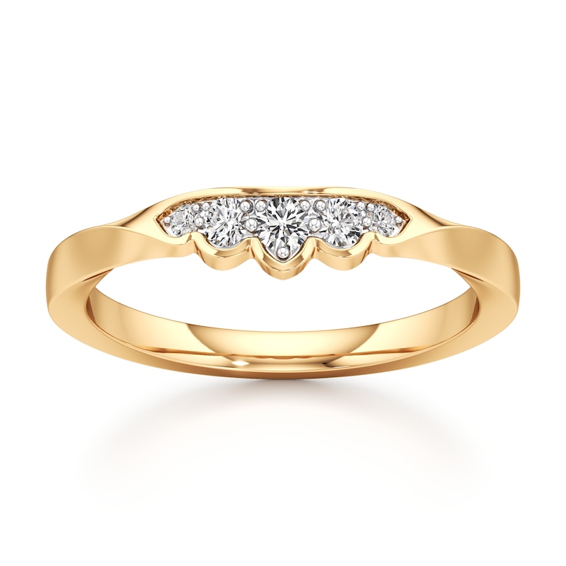 Main Image 1 of J'Lure Lab-Grown Diamond Scalloped Wedding Band 1/8 ct tw 18K Yellow Gold