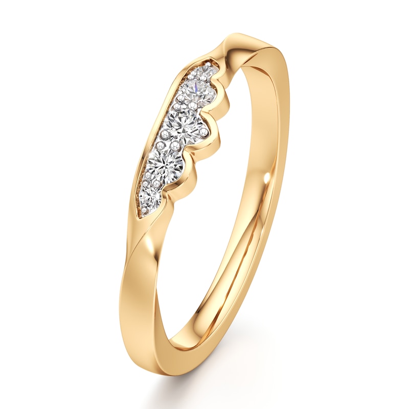 Main Image 4 of J'Lure Lab-Grown Diamond Scalloped Wedding Band 1/8 ct tw 18K Yellow Gold