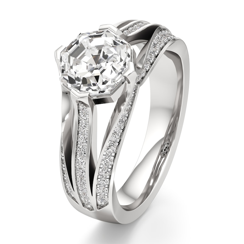 Main Image 4 of J'Lure Lab-Grown Diamond Octagon Step-Cut Engagement Ring 2-3/8 ct tw 18K White Gold