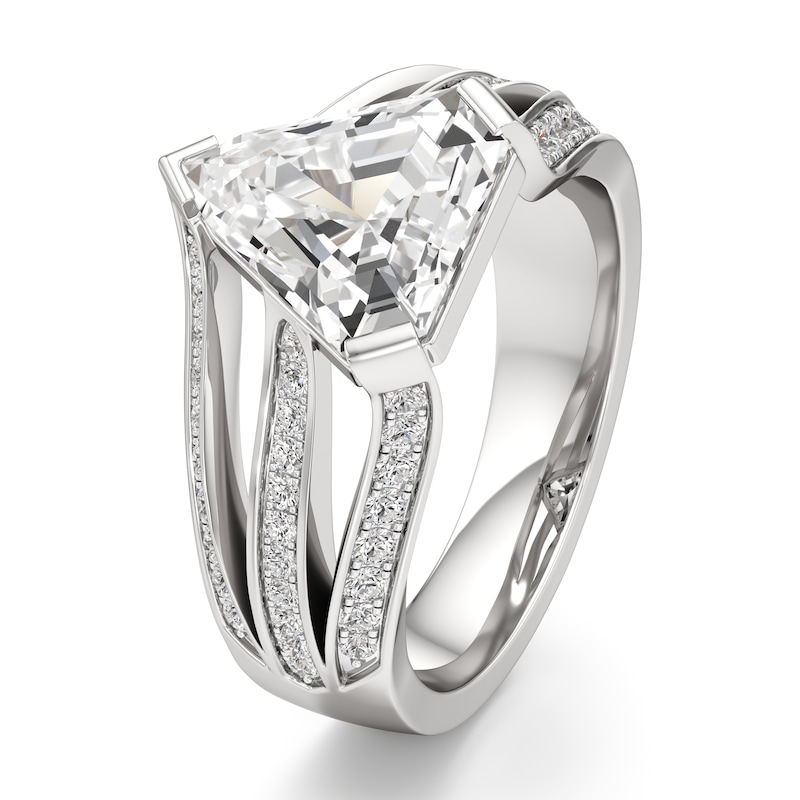 Main Image 4 of J'Lure Lab-Grown Diamond Shield Step-Cut Engagement Ring 3-3/8 ct tw 18K White Gold