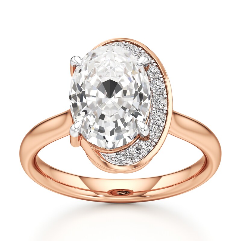 Main Image 1 of J'Lure Oval Step-Cut Lab-Created Diamond Half-Halo Engagement Ring 3 ct tw 18K Rose Gold
