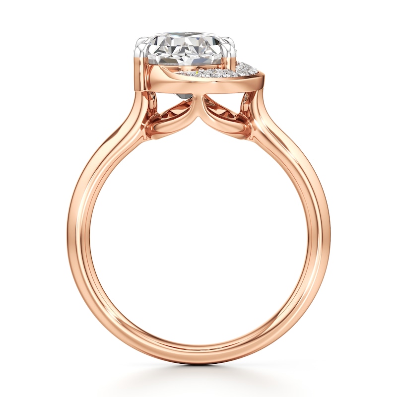 Main Image 2 of J'Lure Oval Step-Cut Lab-Created Diamond Half-Halo Engagement Ring 3 ct tw 18K Rose Gold