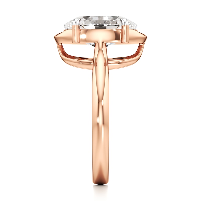 Main Image 3 of J'Lure Oval Step-Cut Lab-Created Diamond Half-Halo Engagement Ring 3 ct tw 18K Rose Gold