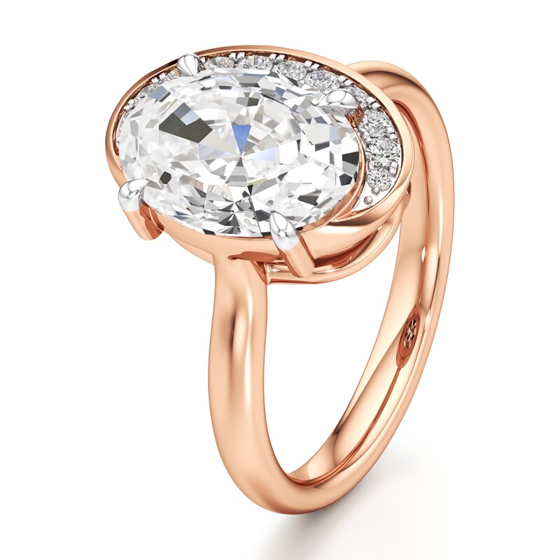 Main Image 4 of J'Lure Oval Step-Cut Lab-Created Diamond Half-Halo Engagement Ring 3 ct tw 18K Rose Gold