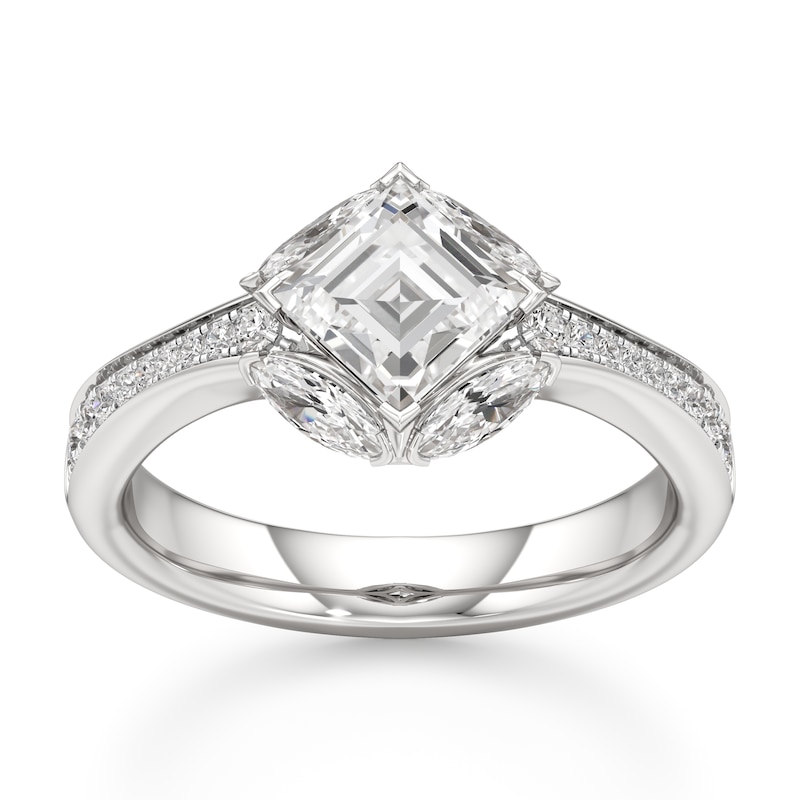 Main Image 1 of J'Lure Carre Step-Cut Lab-Grown Diamond Engagement Ring 1-5/8 ct tw 18K White Gold
