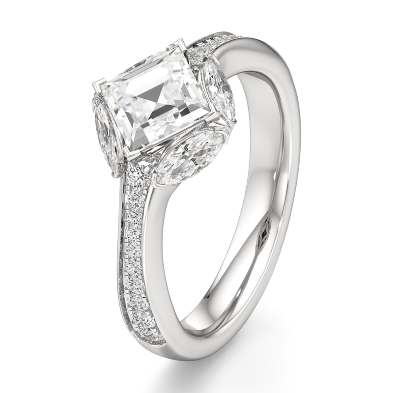 Main Image 4 of J'Lure Carre Step-Cut Lab-Grown Diamond Engagement Ring 1-5/8 ct tw 18K White Gold