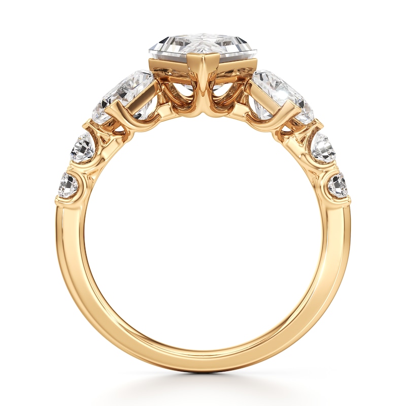 Main Image 2 of J'Lure Lozenge Step-Cut Lab-Grown Diamond Engagement Ring 3-3/8 ct tw 18K Yellow Gold