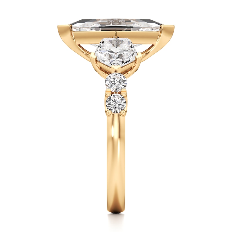 Main Image 3 of J'Lure Lozenge Step-Cut Lab-Grown Diamond Engagement Ring 3-3/8 ct tw 18K Yellow Gold