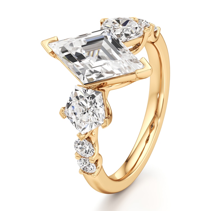 Main Image 4 of J'Lure Lozenge Step-Cut Lab-Grown Diamond Engagement Ring 3-3/8 ct tw 18K Yellow Gold