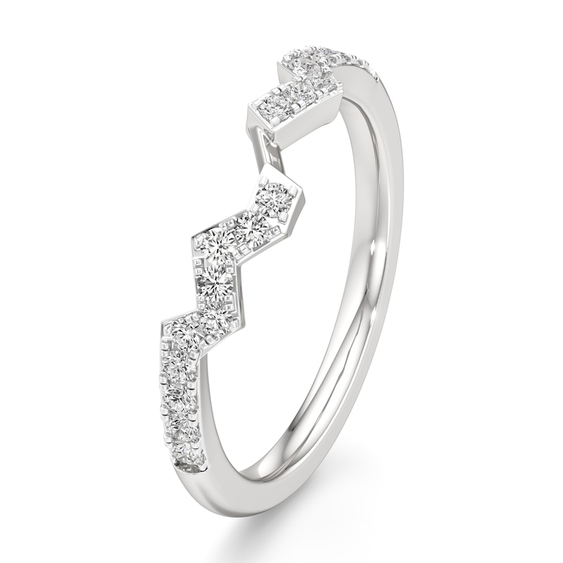 Main Image 4 of J'Lure Lab-Grown Diamond Angled Contour Wedding Band 1/4 ct tw 18K White Gold