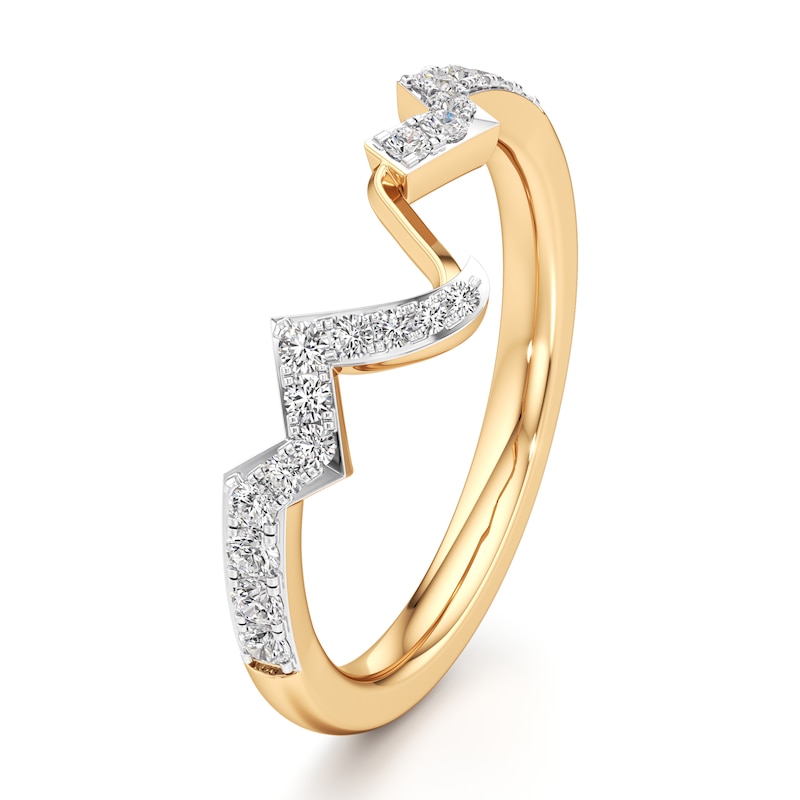 Main Image 4 of J'Lure Lab-Grown Diamond Angled Contour Wedding Band 1/4 ct tw 18K Yellow Gold