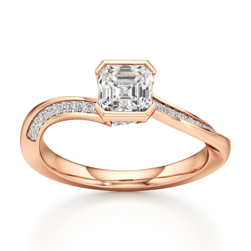 Main Image 1 of J'Lure Square-Emerald Step-Cut Lab-Grown Diamond Bypass Engagement Ring 1-1/6 ct tw 18K Rose Gold