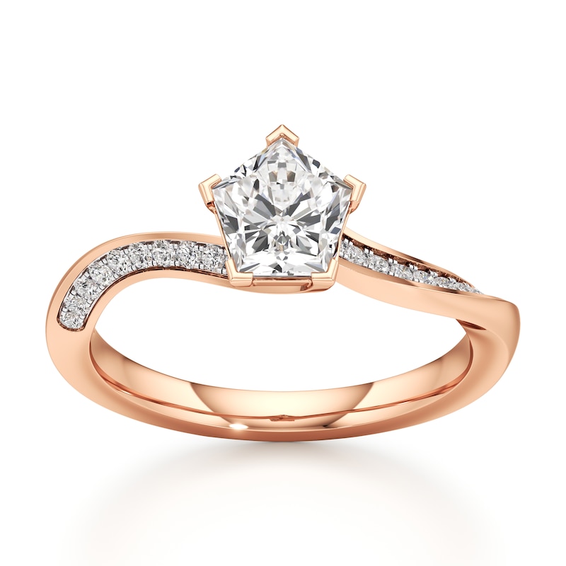 Main Image 1 of J'Lure Pentagon Brilliant-Cut Lab-Grown Diamond Bypass Engagement Ring 1-1/8 ct tw 18K Rose Gold
