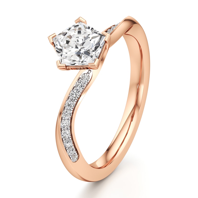 Main Image 4 of J'Lure Pentagon Brilliant-Cut Lab-Grown Diamond Bypass Engagement Ring 1-1/8 ct tw 18K Rose Gold