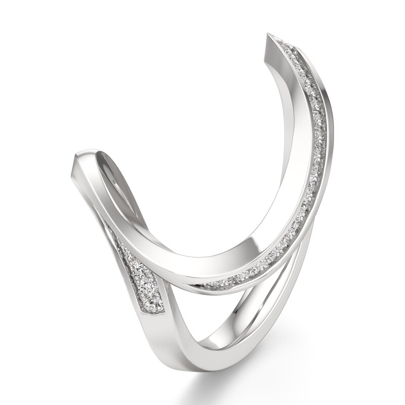 Main Image 4 of J'Lure Lab-Grown Diamond Contour Wedding Band 1/5 ct tw 18K White Gold