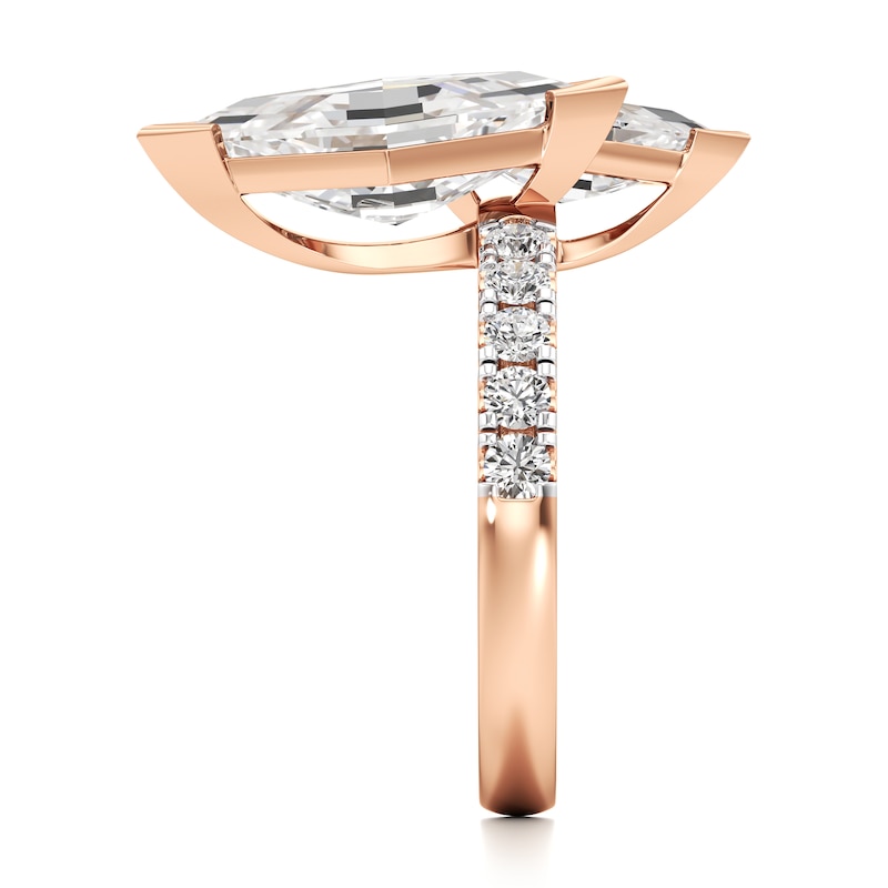 Main Image 3 of J'Lure Lozenge Step-Cut Two-Stone Lab-Grown Diamond Engagement Ring 4-5/8 ct tw 18K Rose Gold