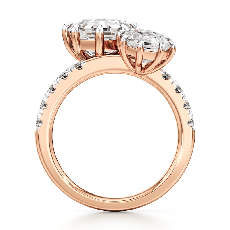 Main Image 2 of J'Lure Octagon Step-Cut Two-Stone Lab-Grown Diamond Engagement Ring 4-5/8 ct tw 18K Rose Gold