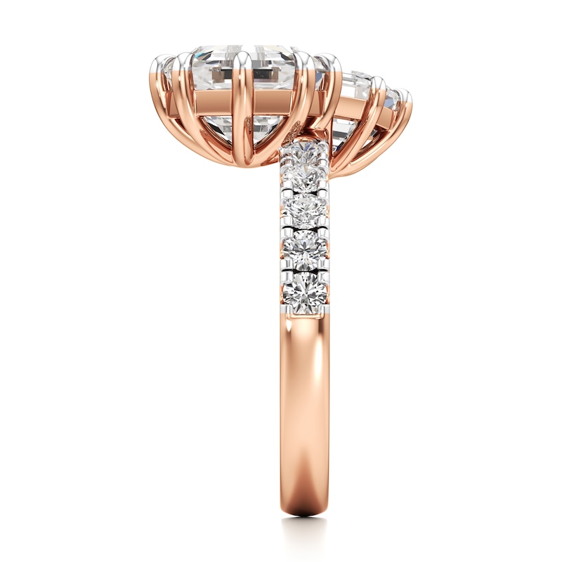 Main Image 3 of J'Lure Octagon Step-Cut Two-Stone Lab-Grown Diamond Engagement Ring 4-5/8 ct tw 18K Rose Gold