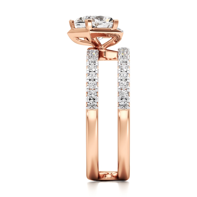 Main Image 3 of J'Lure Pentagon Brilliant-Cut Lab-Created Diamond Spiral Engagement Ring 1-3/8 ct tw 18K Rose Gold