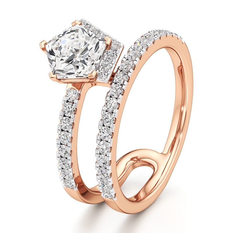 Main Image 4 of J'Lure Pentagon Brilliant-Cut Lab-Created Diamond Spiral Engagement Ring 1-3/8 ct tw 18K Rose Gold