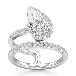 J'Lure Pear Step-Cut Lab-Grown Diamond Spiral Engagement Ring 2-5/8 ct tw 18K White Gold
