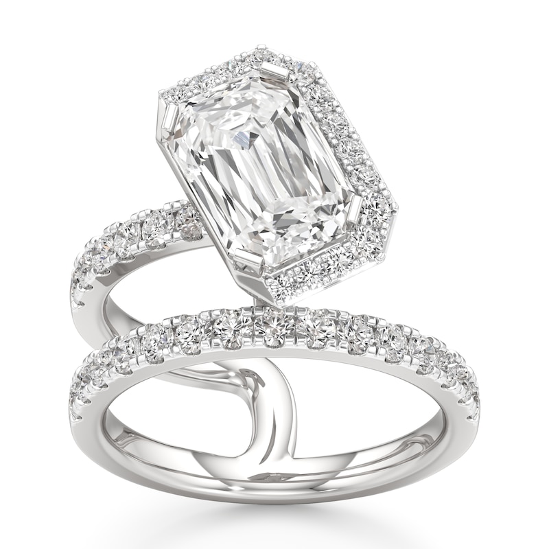 Main Image 1 of J'Lure Imperial-Emerald Step-Cut Lab-Grown Diamond Spiral Engagement Ring 3-7/8 ct tw 18K White Gold