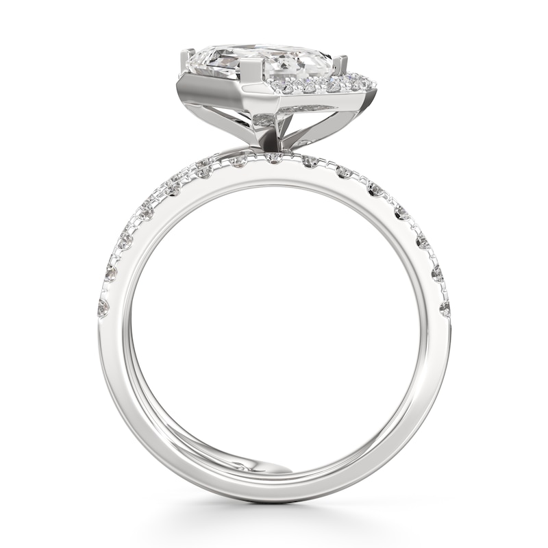 Main Image 2 of J'Lure Imperial-Emerald Step-Cut Lab-Grown Diamond Spiral Engagement Ring 3-7/8 ct tw 18K White Gold
