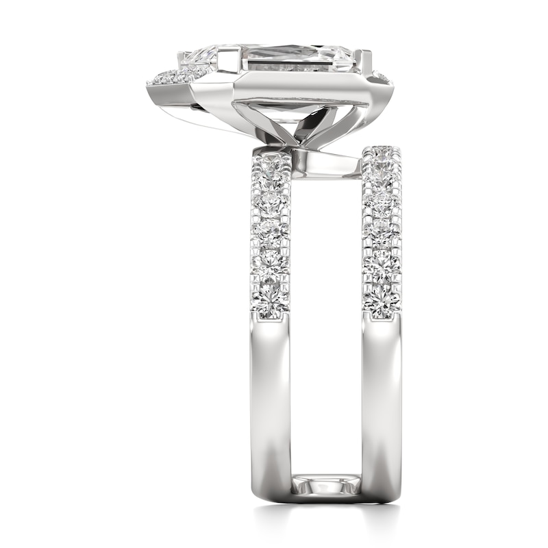 Main Image 3 of J'Lure Imperial-Emerald Step-Cut Lab-Grown Diamond Spiral Engagement Ring 3-7/8 ct tw 18K White Gold