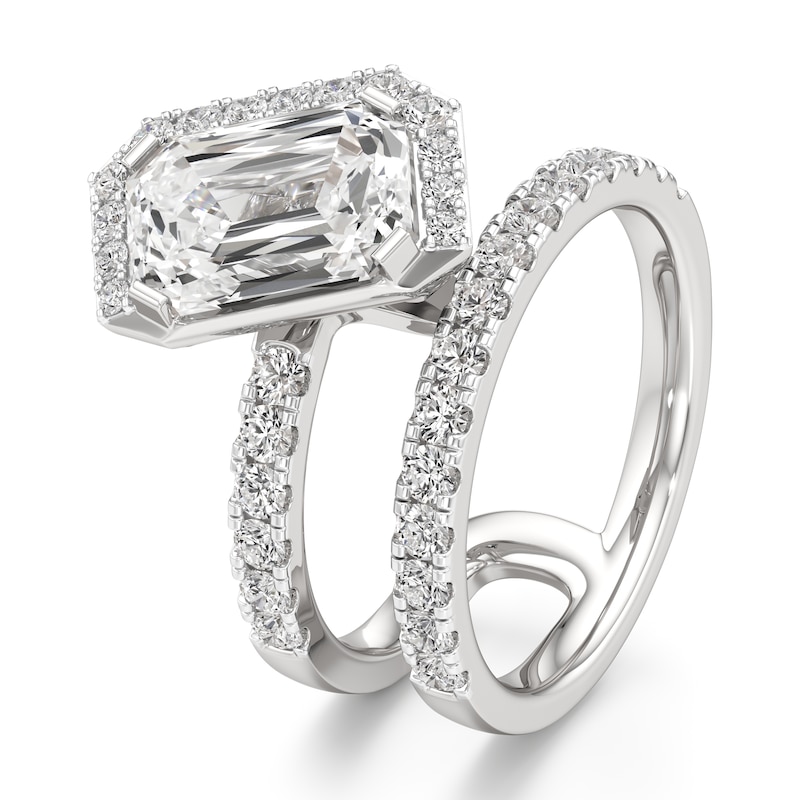 Main Image 4 of J'Lure Imperial-Emerald Step-Cut Lab-Grown Diamond Spiral Engagement Ring 3-7/8 ct tw 18K White Gold