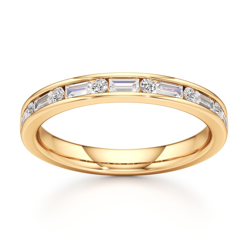 Main Image 1 of J'Lure Baguette & Round-Cut Lab-Created Diamond Wedding Band 3/8 ct tw 18K Yellow Gold