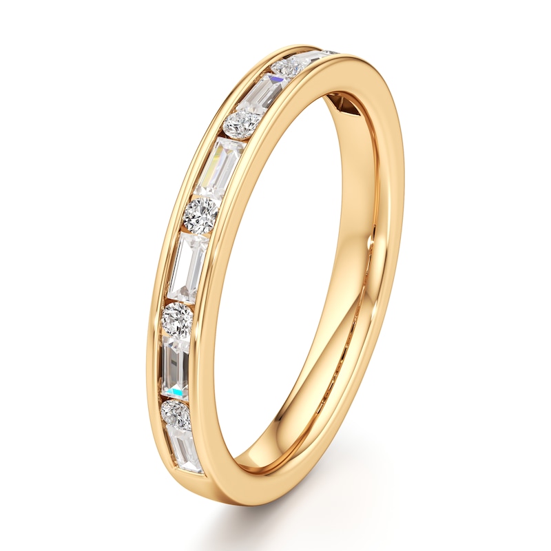 Main Image 4 of J'Lure Baguette & Round-Cut Lab-Created Diamond Wedding Band 3/8 ct tw 18K Yellow Gold
