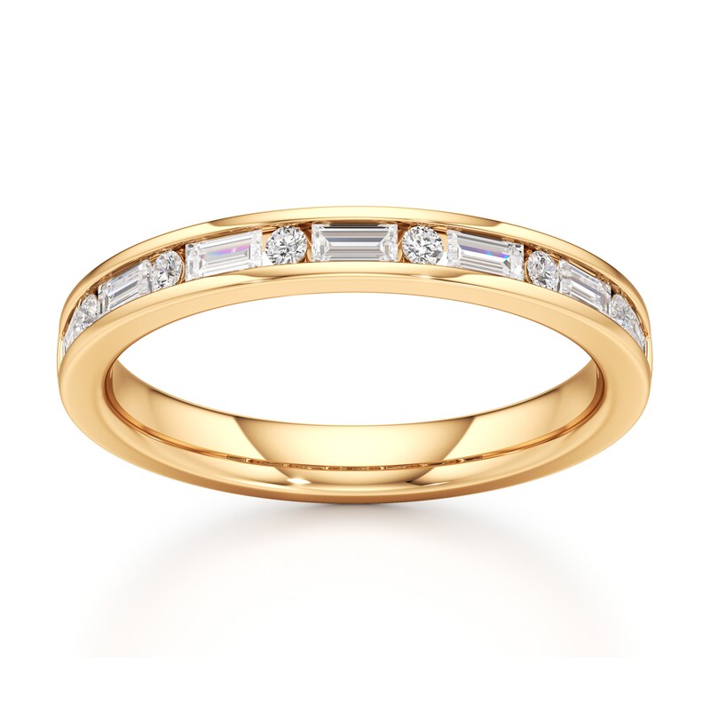 Main Image 1 of J'Lure Baguette & Round-Cut Lab-Grown Diamond Wedding Band 3/8 ct tw 18K Yellow Gold