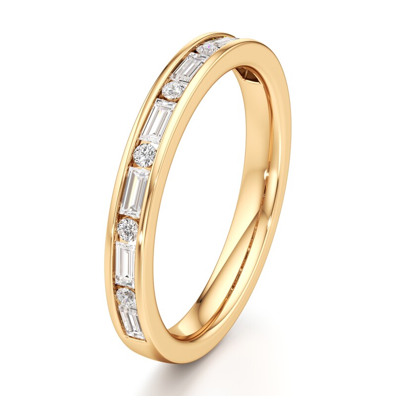 Main Image 4 of J'Lure Baguette & Round-Cut Lab-Grown Diamond Wedding Band 3/8 ct tw 18K Yellow Gold