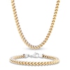 Thumbnail Image 1 of Men's Franco Chain Necklace & Bracelet Set 5mm Stainless Steel & Yellow Ion Plating